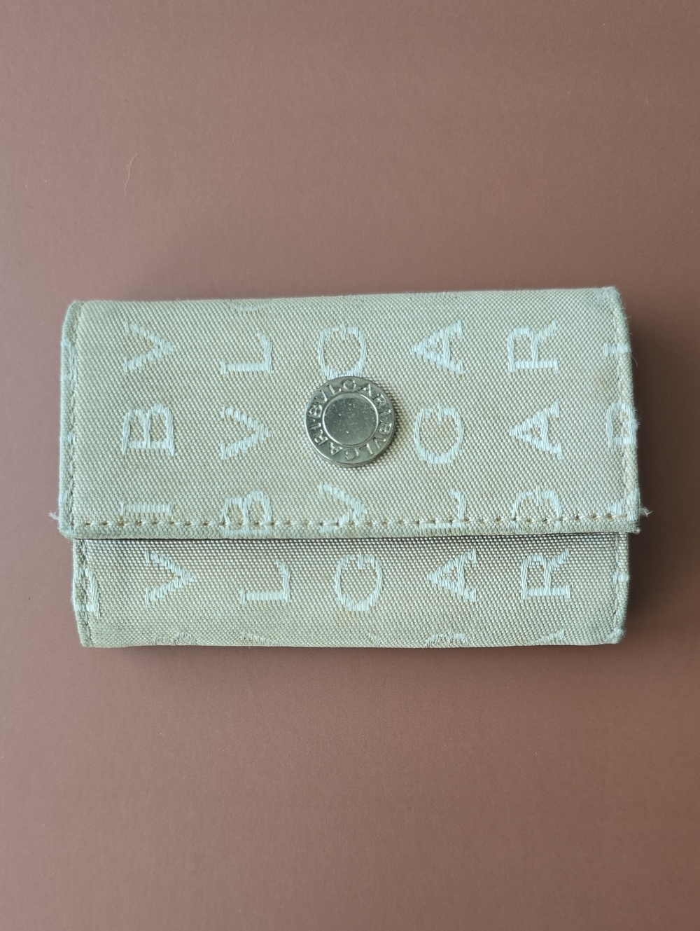 🔑BVLGARI Logo Mania Denim Canvas Beige 6 Key Holder